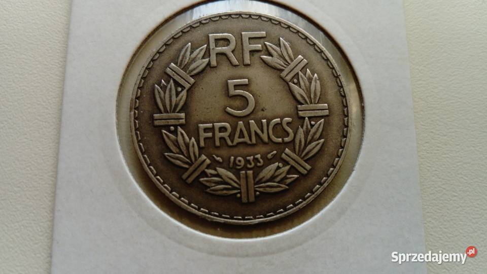 Moneta 5 franków 1933 r. Francja