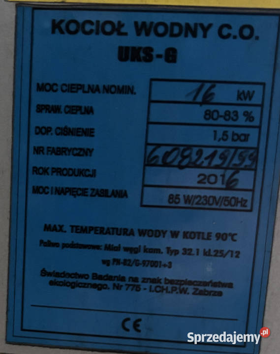 Kocioł wodny CO mazowieckie Kuznocin