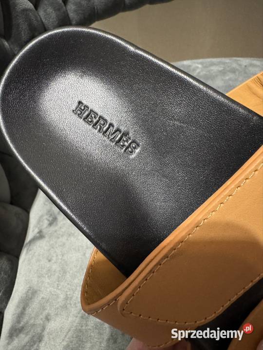 Klapki damskie Herms r38 skóra naturalna WAWA Warszawa