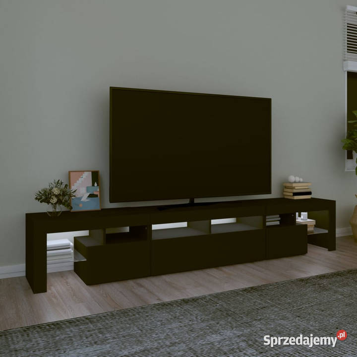 Szafka pod TV z oświetleniem LED czarna Warszawa