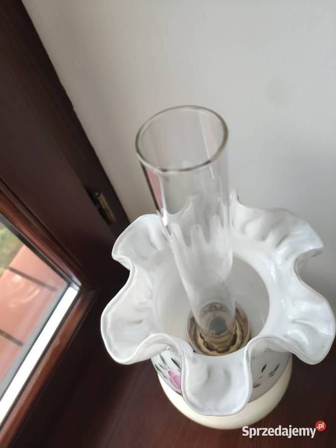 Stara francuska sygnowana porcelanowa lampa Antyki Kraków