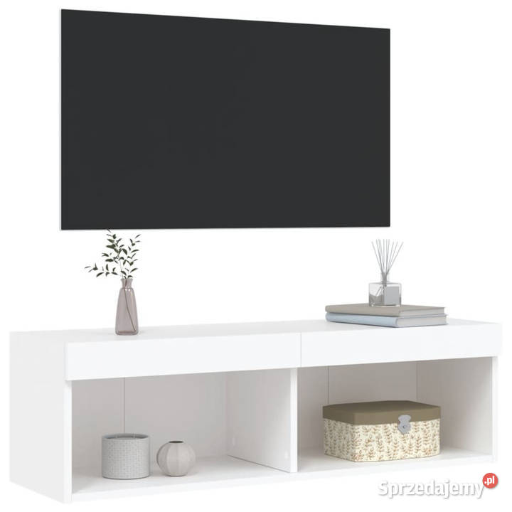 Szafka TV z oświetleniem LED biała 100x30x30 Warszawa