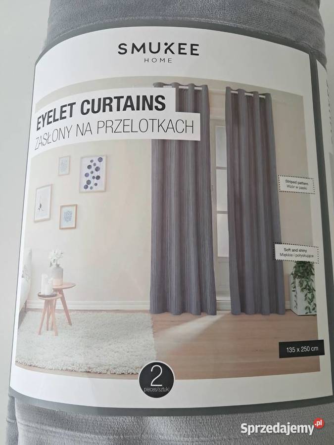 Zasłony na przelotkach popielate 2 135 x 250 Kraków