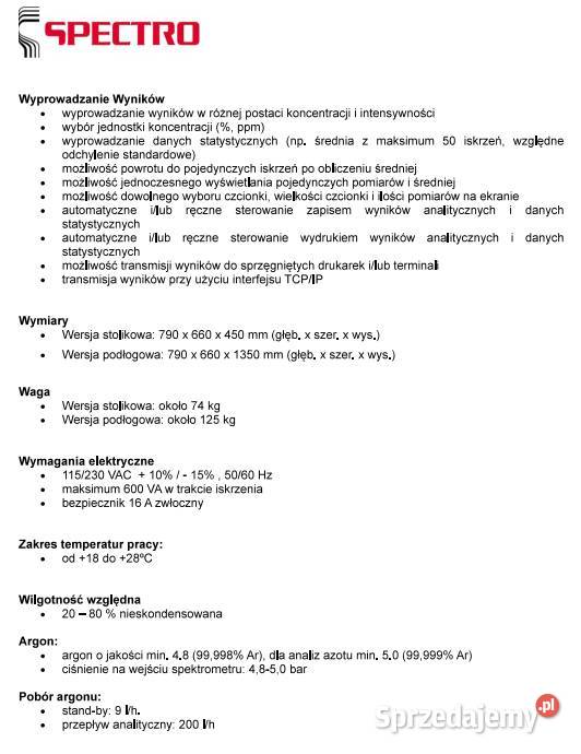 Spektrometr SPECTROMAXX LMX 09 Wrocław
