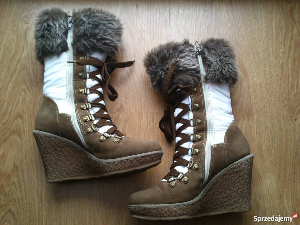 ciepłe kozaki na kotyrnie biały Kielce