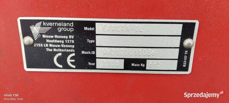 Rozsiewacz nawozów Kverneland Exacta TL Waga