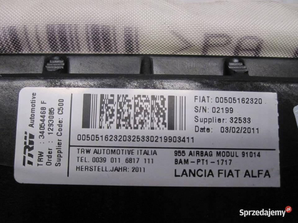 ALFA ROMEO MITO 11r AIRBAG poduszka pasażera osobowe świętokrzyskie Kielce
