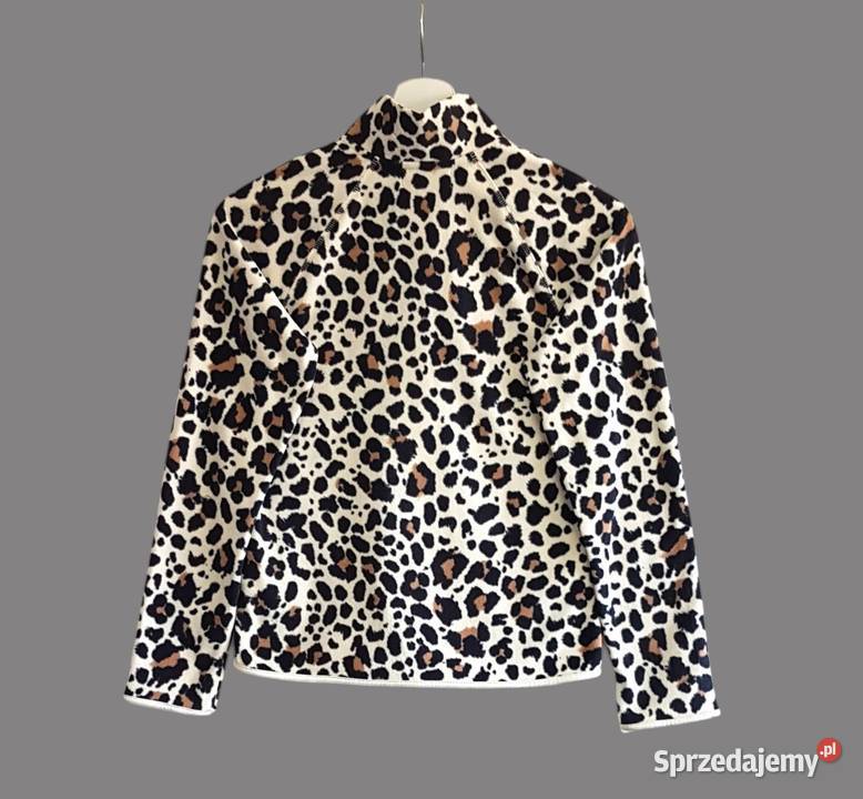Sweter beżowoczarny w panterkę długim rękawem HM Rozmiar 34(XS) Chrzanów
