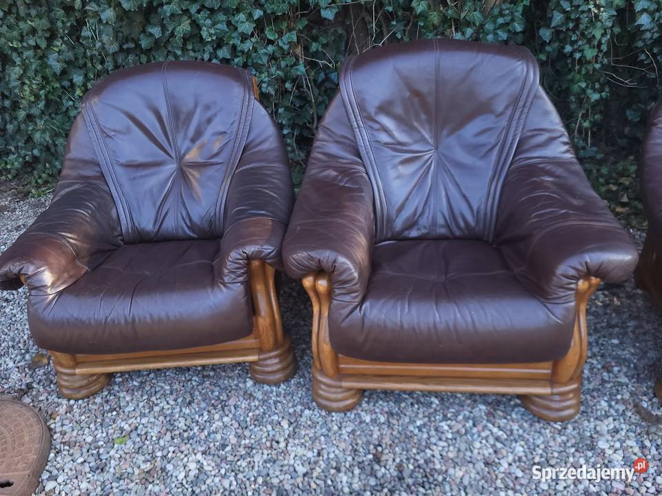 Piękny komplet wypoczynkowy ze skóry sofa dwa 95cm kujawsko-pomorskie Sypniewo