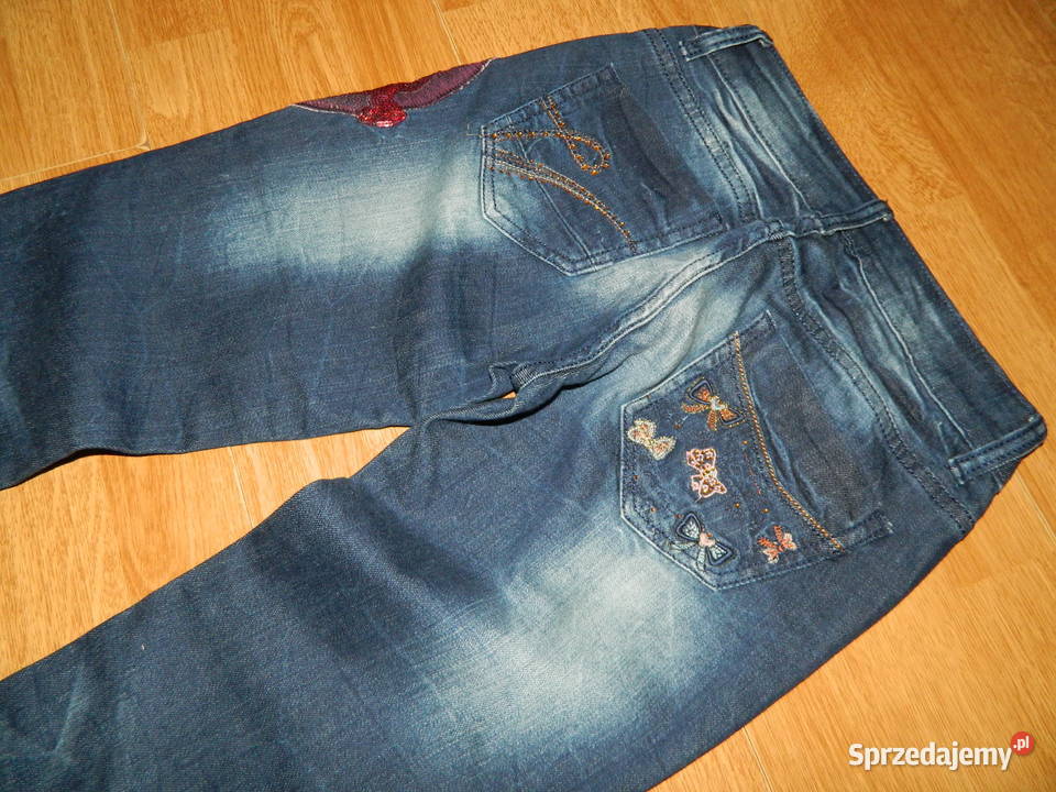 Kiss Miss spodnie jeansowe zdobione XS Moda i Styl