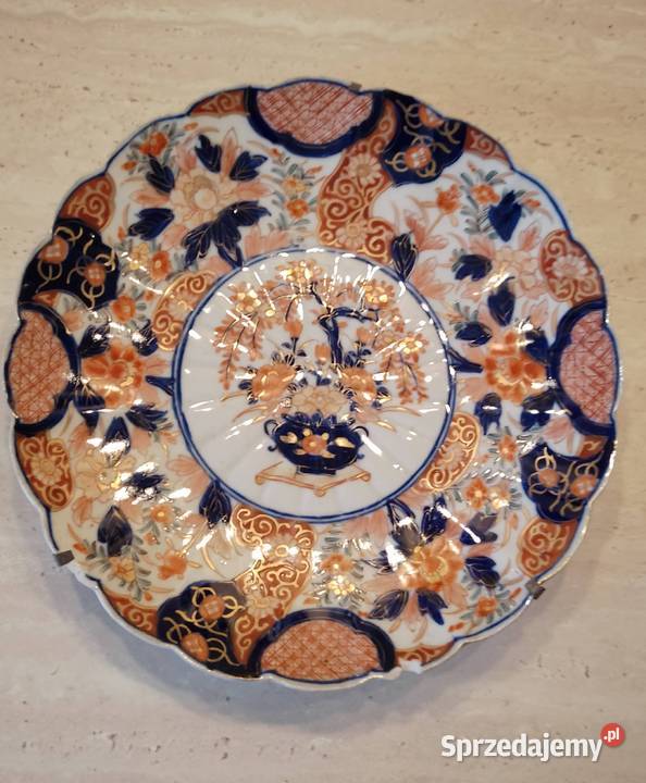 Talerz Patera japońska Imari XIXw Porcelana i szkło kujawsko-pomorskie Nakło nad Notecią