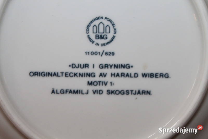 Talerzyk Bing Grondahl rodzina łosi w Skogstjarn Porcelana i szkło zachodniopomorskie Szczecin