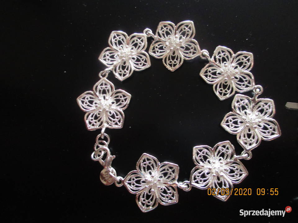komplet motyw kwiatowy silver sterling 925 Zegarki i Biżuteria Warszawa sprzedam