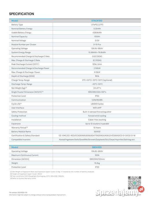 Magazyn Energii Dyness STACK100 1536kWh LiFePO4