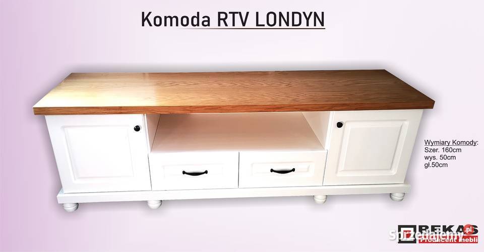 Komoda RTV LONDYN Blatem Dębowym BEKAS Producent 45cm Komody Jelenia Góra