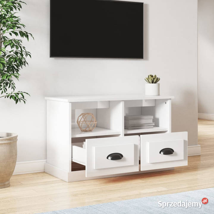 Szafka pod TV biała z połyskiem 80x35x50 RTV Warszawa