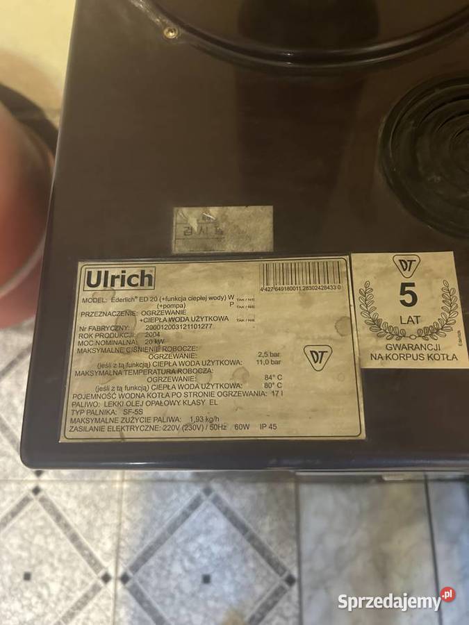Sprzedam piec olejowy ULRICH Kotły i Piece CO Zduńska Wola sprzedam