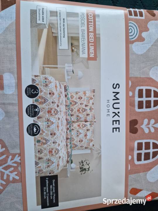 NOWA Pościel świąteczna 160x200 bawełniana beżowy