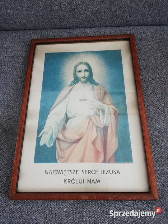 Najświętsze Serce Jezusa Króluj Nam 1973 Rama sprzedam