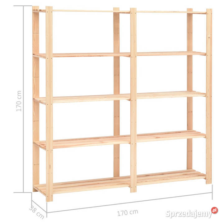 Regały z 5 półkami 2 170x38x170 sosna 500 Warszawa