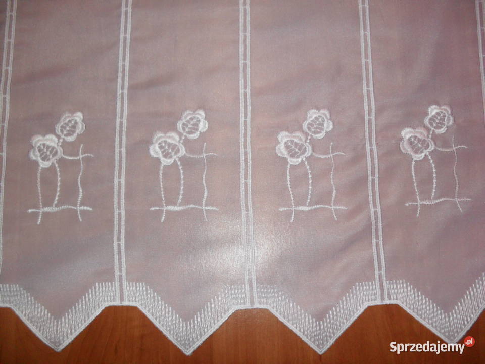 zazdroska krótka firanka 55 biała haft