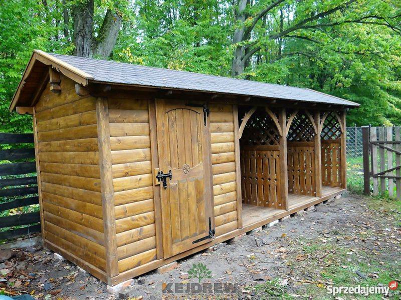 Drewutnia z czterema boksami domek Róża śląskie Piła Pierwsza