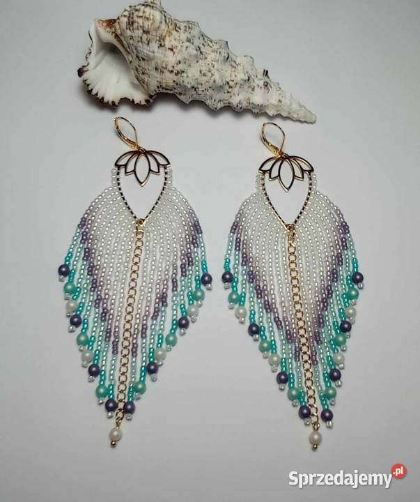 KOLCZYKI KORALIKOWE BIAŁOMIĘTOWE Warszawa