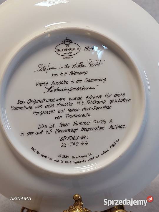 TIRSCHENREUTH PORCELANOWY KOLEKCJONERSKI TALERZ zachodniopomorskie Dobrzany