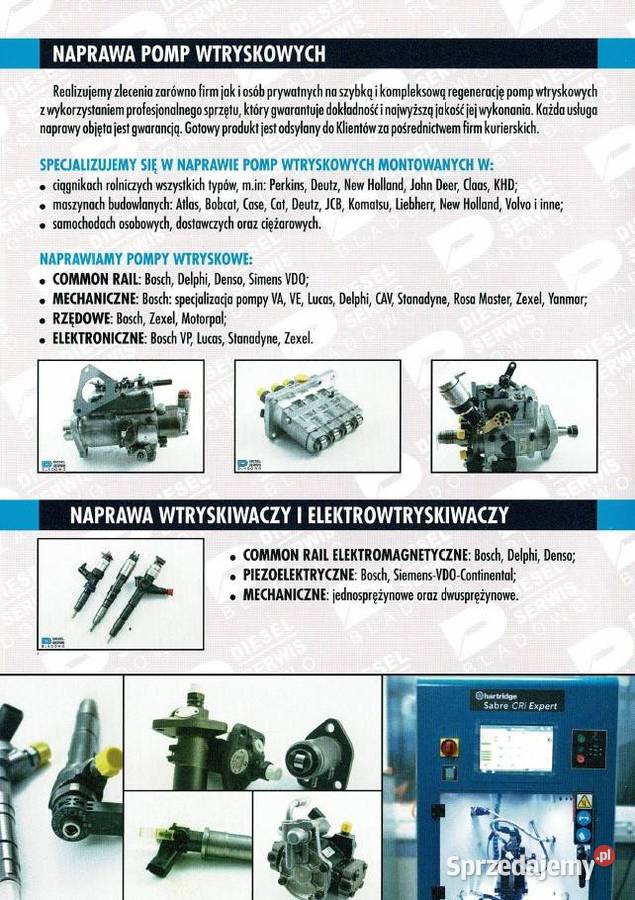 REGENERACJA DIAGNOSTYKA POMPA WTRYSKOWA BOSCH DO Bladowo
