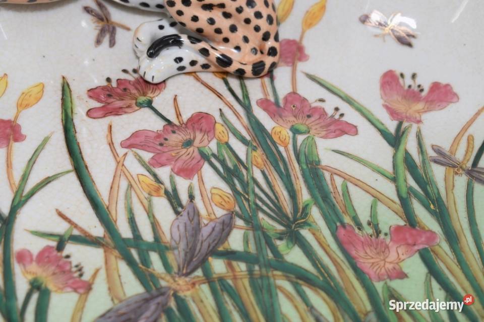 Porcelanowa Patera z Tygrysem Porcelana Brąz