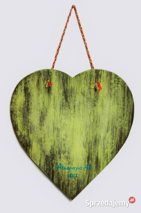 Zawieszka drewniana serce ptaki skandynawski