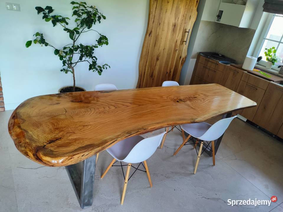 Stół z jednego bala 280x100x10 dąb live edge oak