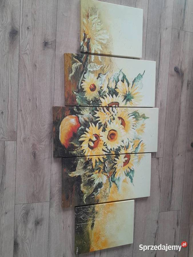 Tryptyk obraz słoneczniki komodę Wyposażenie wnętrz Grabowiec