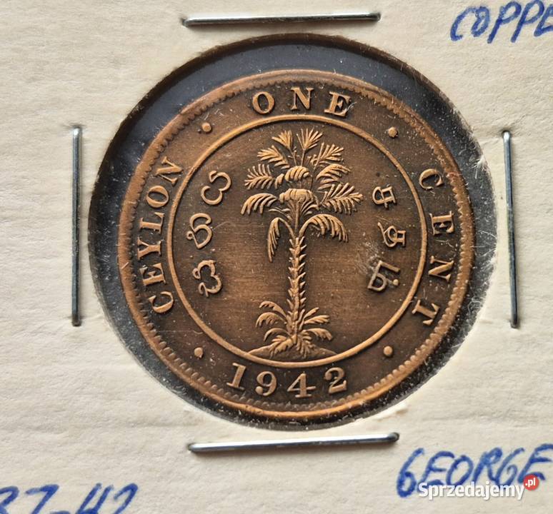 C19 CEJLON 1 Cent 1942 r Wola Kruszyńska