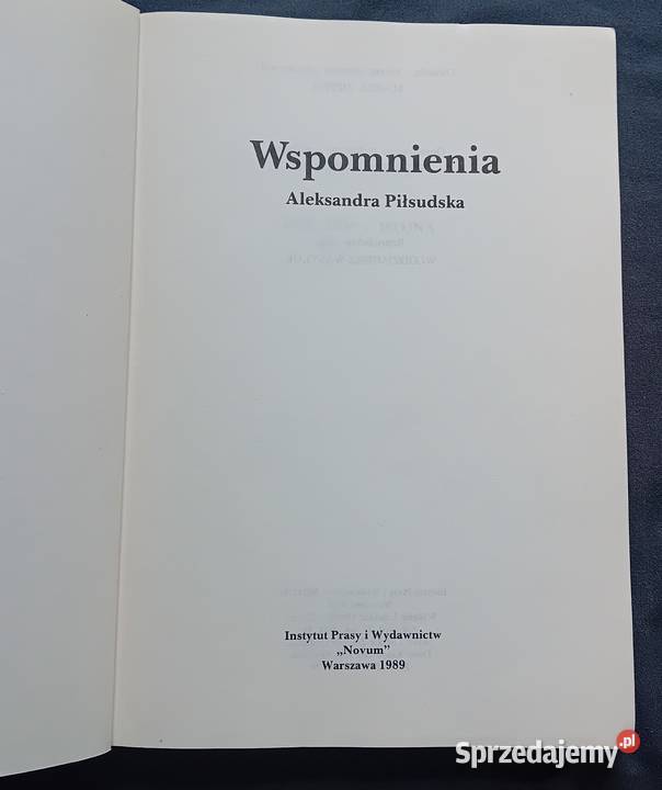 Aleksandra Piłsudska Wspomnienia Novum 1989 r Koźminek