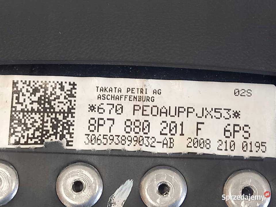 AUDI A3 II 8P 08r AIRBAG poduszka kierowcy Rok produkcji 2008 Wyposażenie wnętrza świętokrzyskie Kielce
