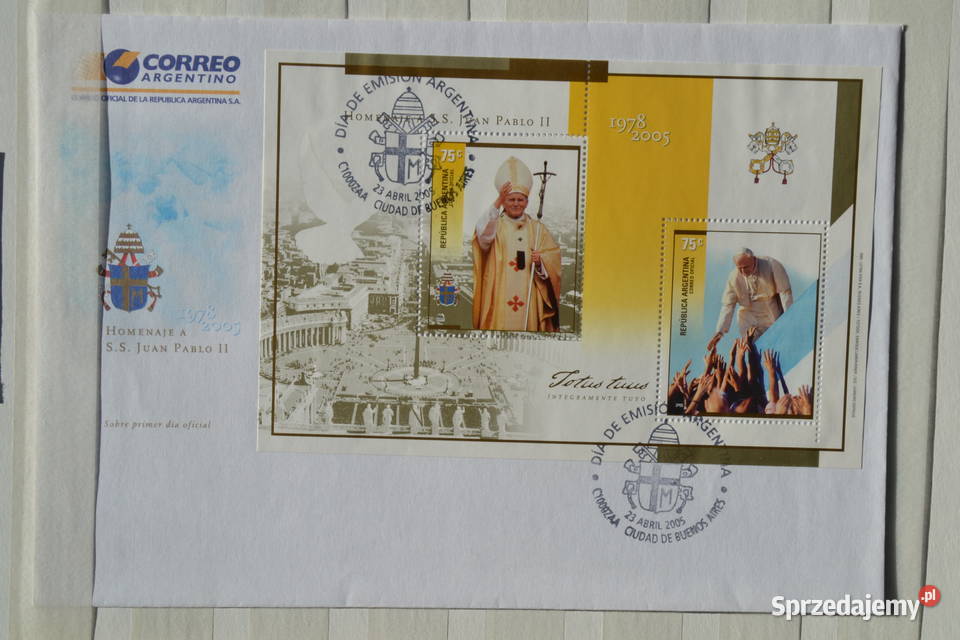 Znaczki Papież Jan Paweł II Argentyna FDC Ks Sobótka