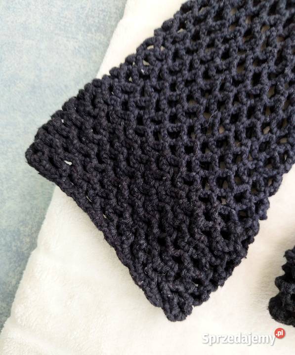 Młodzieżowy sweter z siateczki crochet robiony czarny Swetry i golfy łódzkie Piotrków Trybunalski