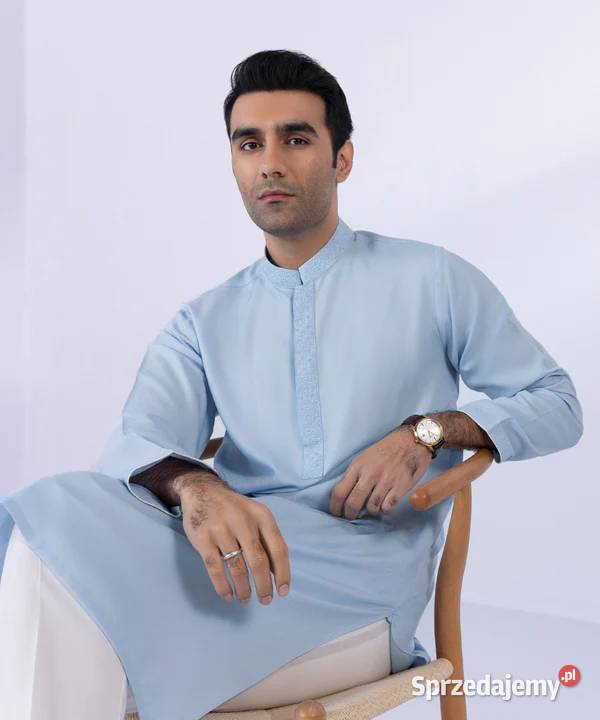 Męska tunika orientalna L niebieska wiskoza Rozmiar L Szczecin