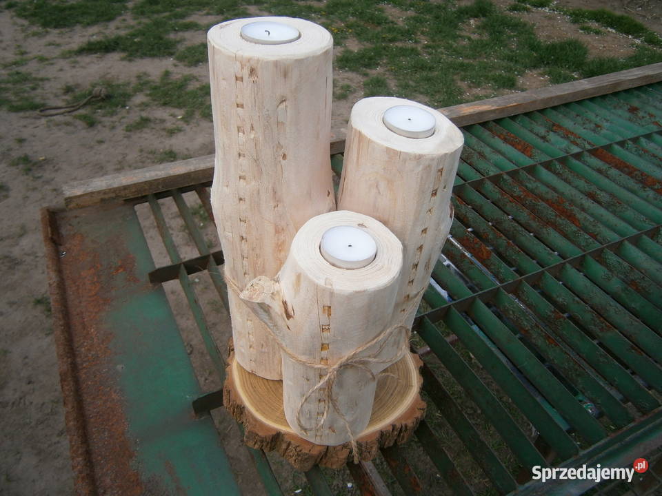 naturalny świecznik drewniany tealight sprzedam