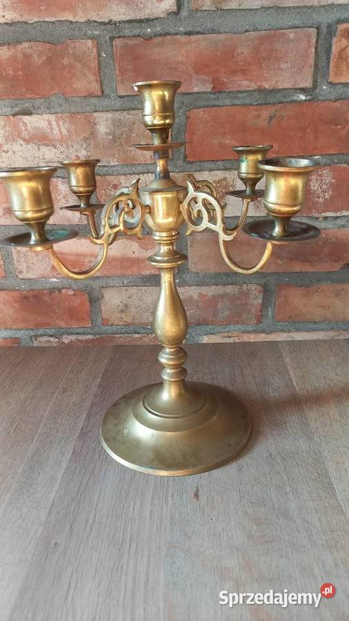 Świecznik mosiężny pięcioramienny Kandelabr 40 Gawroniec