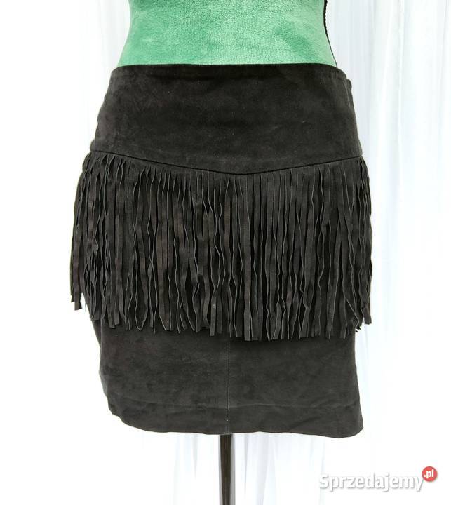 Skórzana spódnica mini Mango 36 S skóra zamsz Szczecin