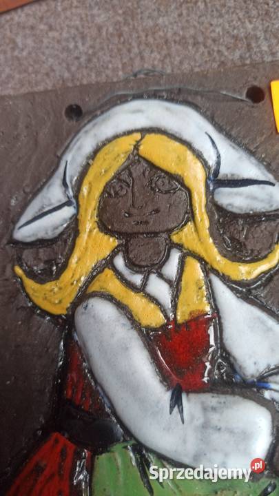 1 Kafel ceramiczny Dziewczynka z kwiatkami Syg Gdańsk