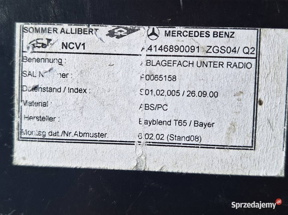 MERCEDES A W168 W414 VANEO SCHOWEK A4146890091 Wyposażenie wnętrza Radom