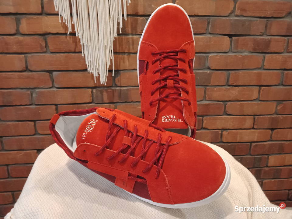 TRUSSARDI JEANS NOWE suede red zamsz 43 27 Łódź