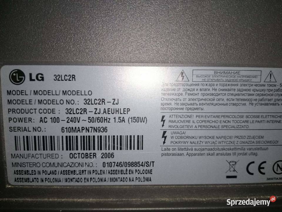 Sprzedam używany telewizor LG 32LC2RZJ 32 Nowy Tomyśl