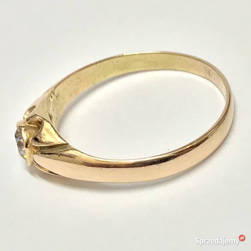Złoty PIERŚCIONEK 750 18K z DIAMENTEM w starym Biżuteria Warszawa