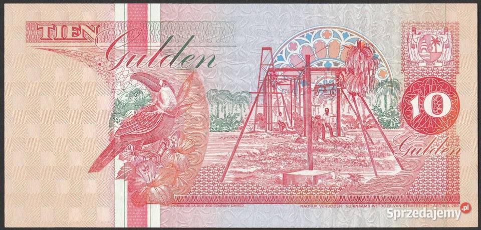 SURINAM 10 GULDEN 1991 STAN BANKOWY UNC Łódź