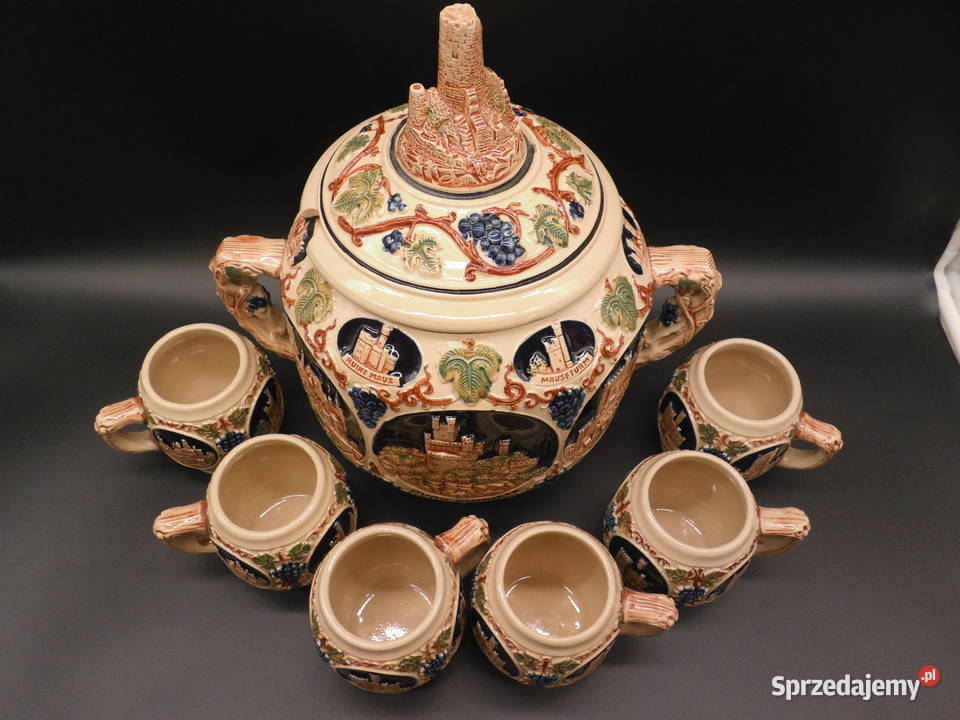 Zabytkowy niemiecki zestaw do ponczu grzańca Raszków