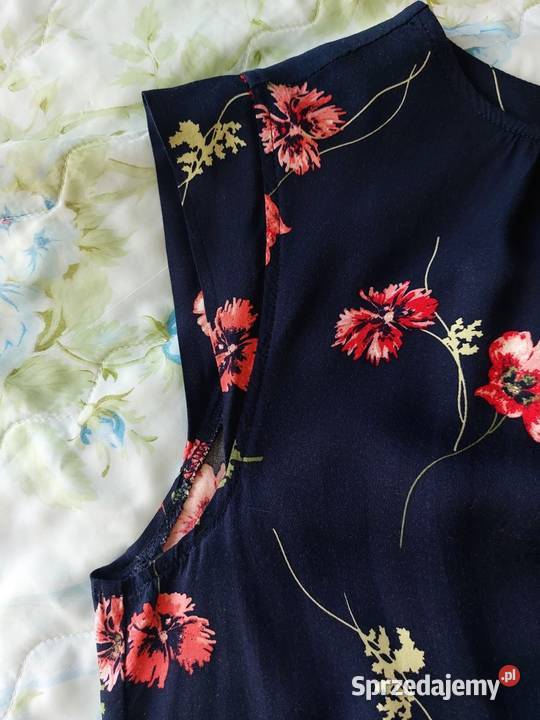 Bluzka granatowa kwiaty S 36 Hampton Republic